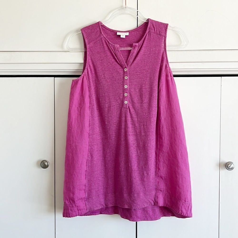 J Jill 100% Linen Side Panel Tank Top